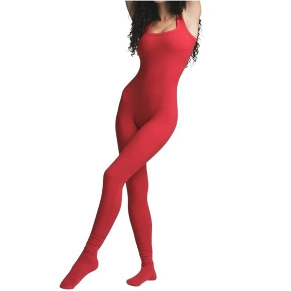 SKIMS Cotton Rib Tank Catsuit‎ Cranberry Red  Womens Size Small NWT